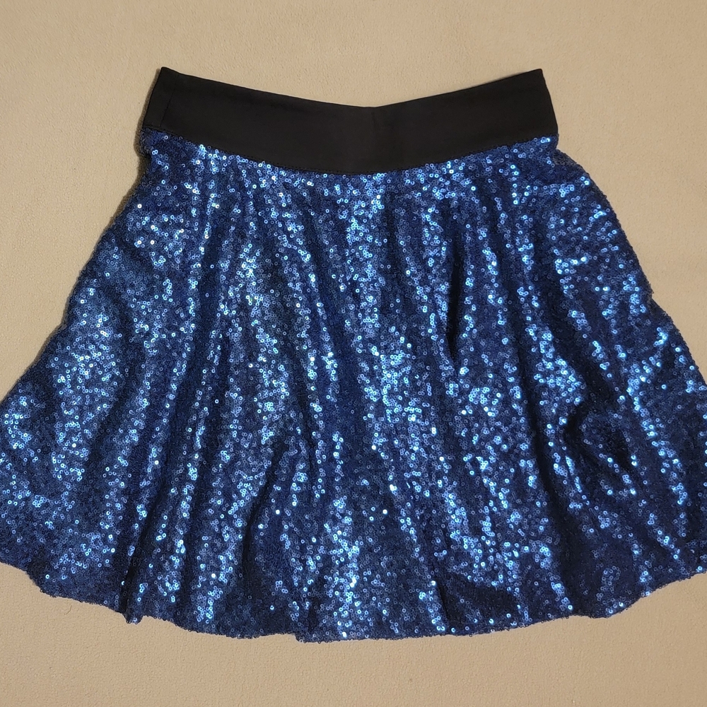 MINKPINK Blue Sequin Skater Mini Skirt